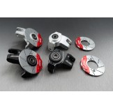 (SCX6-6012FS) SCX-6 alum steering knuckle (made of 7075 material) include outer 8x19x6 bearing & brake rotor & caliper set