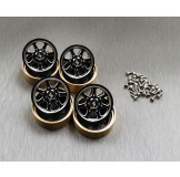 (SCX24-6669C2) SCX24 alum. & brass Beadlock wheel set & wheel locking hubs combo set