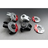 (SCX6-6012FS) SCX-6 alum steering knuckle (made of 7075 material) include outer 8x19x6 bearing & brake rotor & caliper set